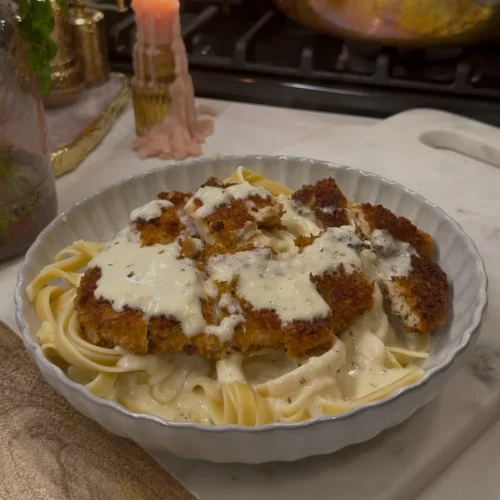 Crispy Chicken Alfredo Fettuccini