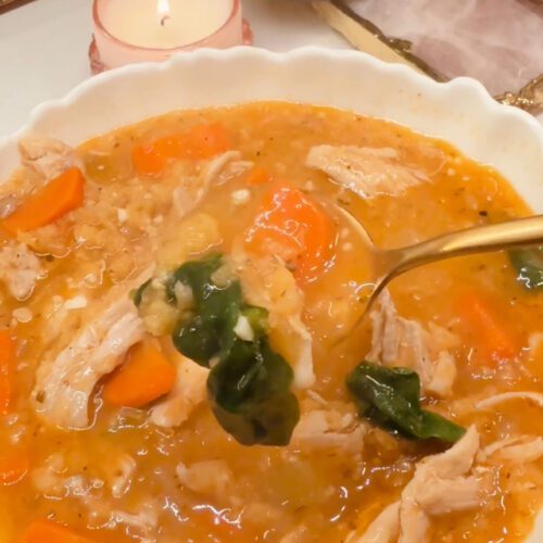 Warm up on chilly nights with this hearty Chicken Red Lentil Soup. Packed with tender chicken, nutritious lentils, and vibrant veggies, it's simmered in a flavorful broth seasoned to perfection. Comforting, nourishing, and ready in under an hour, this soup is like a cozy hug in a bowl—perfect for curing cold hands and warming the soul.