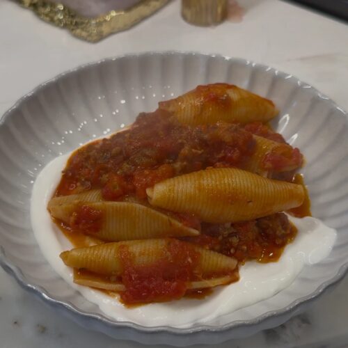Unstuffed Marinara Shells with Whipped Cottage Cheese