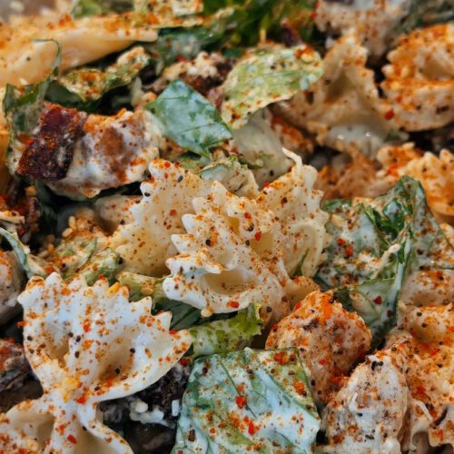 BEST Chicken Bacon Ranch Pasta Salad