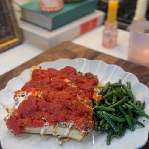 Cottage Cheese Stuffed Manicotti with Marinara