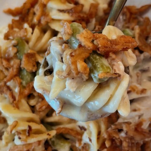 Cheesy, Creamy Chicken & Green Bean Pasta Bake