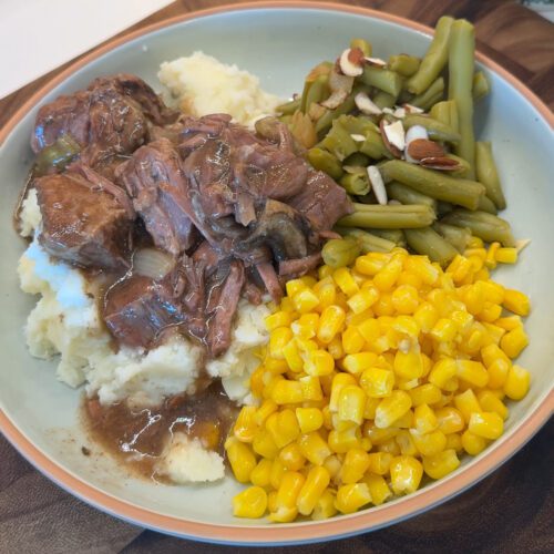 Super Easy Slow Cooker Beef Tips with Gravy