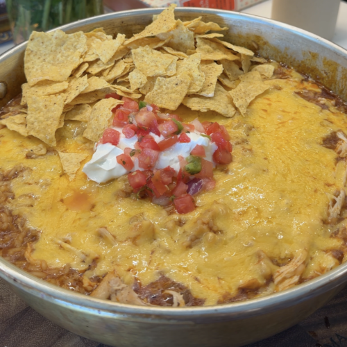 Easy Cheesy Chicken Enchilada Rice Skillet